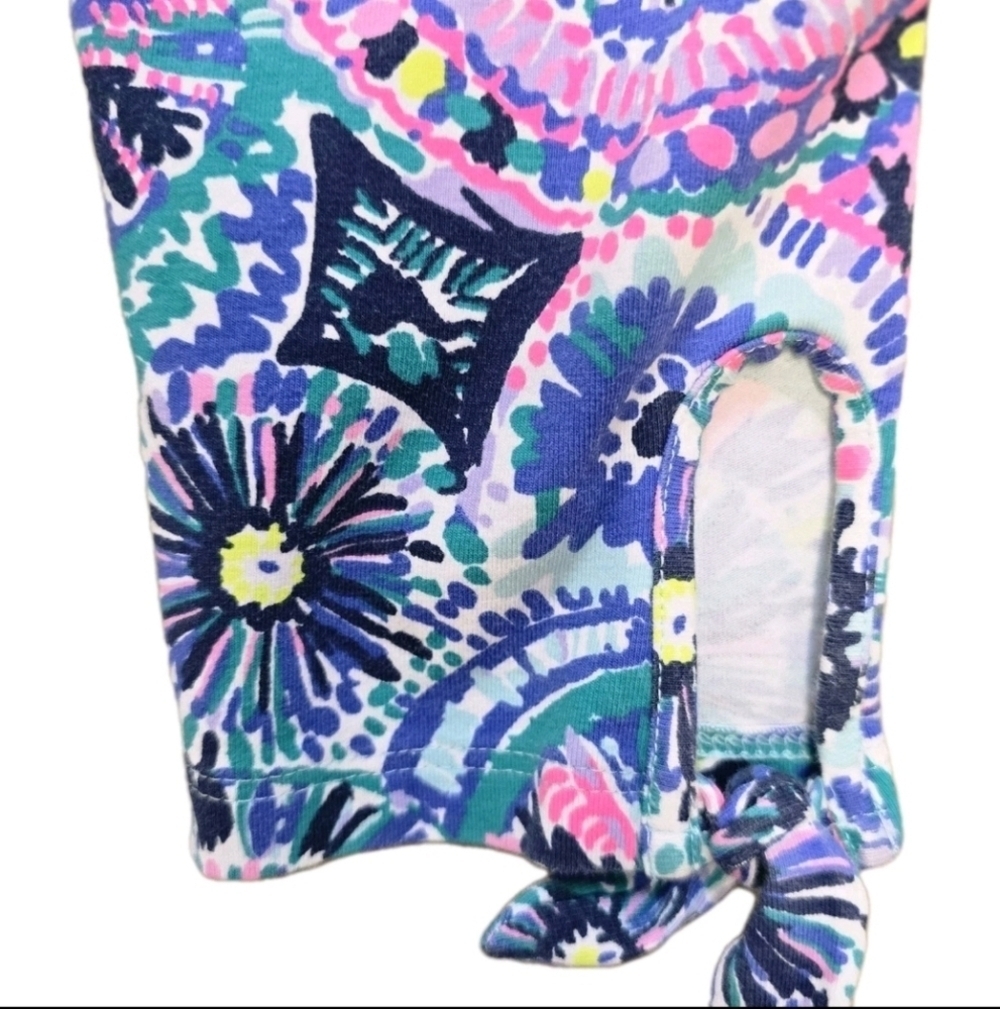 Lilly Pulitzer Girls Capri Leggings Size Xlarge Blue Pink Green Bow - Picture 2 of 8